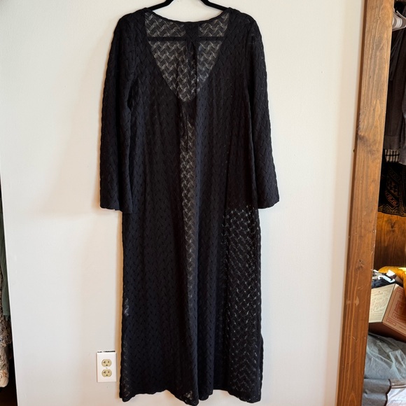 NWT HILL HOUSE large Lou Lou Duster in Black Raschel Knit - Picture 2 of 4